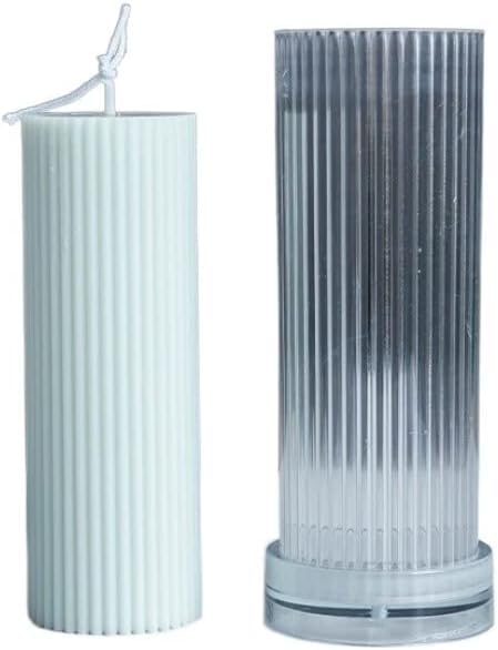 RKPM HOMES Polo Striped Pillar Candle Mold I Long Rod Cylinder Acrylic Candlestick Wax Mould I for DIY Handmade Cake Décor, Aromatherapy, Candles Making Home Wedding Party Decoration (5 X 15 CM)