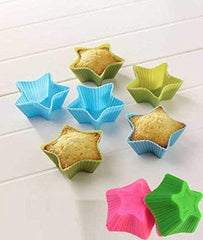 RKPM HOMES Paper Cake Cup Liners | Silicone Baking Cups | Muffin Cupcake Cases | Microwave or Oven Tray Safe | for Handmade Soap, Biscuit, Chocolate, Muffins, Jelly (Star Shape, 12 Pcs)