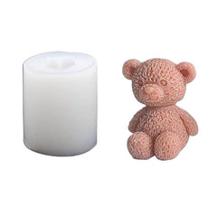 RKPM HOMES Fluffy Sitting Teddy Bear Candle Mold I 3D Cute Cub Bears Silicone Scented Epoxy Mould I for DIY Handmade Chocolate Cake Décor Aromatherapy Soap Resin Art Craft Making Home Party Decoration