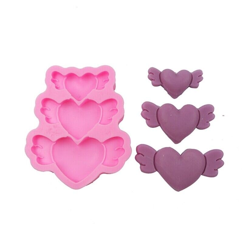 RKPM HOMES Heart Wings Shape Cupcake Fondant Mold I 3D Valentine's Day Hearts Silicone Chocolate Mold I for DIY Sugarcraft Cake Decoration, Polymer Clay, Candy, Cookies, Soap Wax Making Crafting