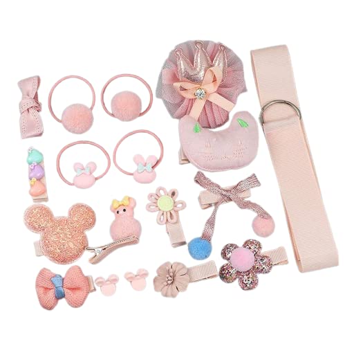 RKPM HOMES Hair Clips Set I Hair Ties Elastic I Hair Rope Barrettes, Cute Hair Bows, Ponytail Holder Hairpins Set I Hair Accessories I for Baby Girls Teens Toddlers – Set of 18 (SnowBean)