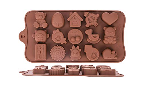 RKPM HOMES Silicone Chocolate Mold Candy Mold Jelly Ice Cube Tray Muffin Sugar Craft Fondant Mold Mould Cake Decorating Tools (15 Cavity Toy Mold)