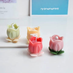 RKPM HOMES Tulip with Leaves Shape Candle Mold I 3D Fondant Tulips Flower Pillar Silicone Epoxy Mould I for DIY Handmade Ornament Chocolate Cake Décor Aromatherapy Soap Resin Art Craft Making – 1 Pcs