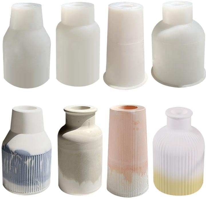 RKPM HOMES Candles Holders Vase Resin Mold I Pillar Casting Plant Silicone Epoxy Candlestick Mould I Succulent Concrete Molds I for DIY Jewelry Trinket Storage Flowers Plants Pot Decoration (Combo)