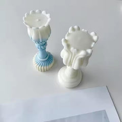 RKPM HOMES Geometric Flower Candle Mold I 3D Fondant Tulip Shape Column Pillar Silicone Epoxy Candlestick Mould I for Handmade Ornament Aromatherapy Resin Art Craft Soap Home Office Decoration (Line)
