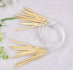 RKPM HOMES® CKnitting Needles Bamboo Circular Knitting Needles 80cm 18 pcs 2.0-10.0mm for DIY Crafts Knitting Needlework
