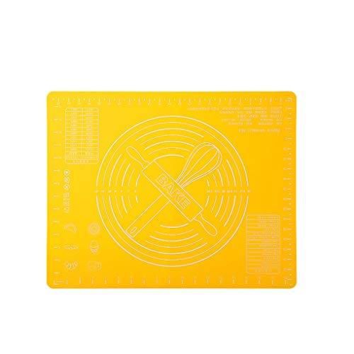 RKPM Homes Baking Mat | Silicone Non-Stick Fondant Rolling Mat | Chapati Atta Kneading Mat | Reusable Pastry Heat-Resistant BPA Free | Stretchable for Kitchen Roti Chapati Cake Pad (Yellow)