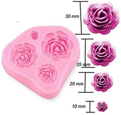 RKPM HOMES Roses Flower Silicone Cake Mold Chocolate Sugarcraft Decorating Fondant Tools 4 Size Pink Pack of 1 Mold Size - 7 X 6.5 X 1.5 Cm