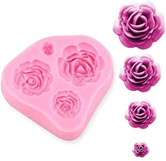 RKPM HOMES Roses Flower Silicone Cake Mold Chocolate Sugarcraft Decorating Fondant Tools 4 Size Pink Pack of 1 Mold Size - 7 X 6.5 X 1.5 Cm