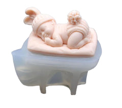 RKPM HOMES Sleeping Baby with a Pillow Design Fondant Mold I 3D Newborn Christening Silicone Mould I for DIY Handmade Cake Décor Polymer Clay Candy Cookies Muffin Soap Resin Wax Candle Making (Thin)