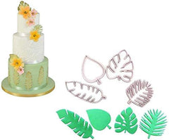 RKPM HOMES 4 Pieces Tropical Leaf Cookie Cutter Shape Set,Hawaiian Palm Leaves Mould Fondant Cutting Stainless Steel Cutters for Pastry Fruit Biscuit Sugarcraft Candy Cake Decorating, Baking Tools