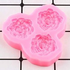 RKPM HOMES Peony Flower Shape Chocolate Mould - 3 Cavity I 3D DIY Fondant Silicone Candy Mold I Baking Tools for Cake Chocolate Candy Ice Jelly Soap I Cake Baking Moulds I Bakeware Molds
