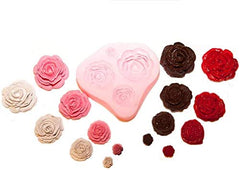 RKPM HOMES Roses Flower Silicone Cake Mold Chocolate Sugarcraft Decorating Fondant Tools 4 Size Pink Pack of 1 Mold Size - 7 X 6.5 X 1.5 Cm