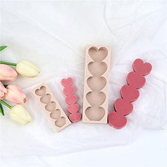 RKPM HOMES Heart Shape Pillar Resin Candle Molds I Love 3D Fondant Silicone Wax Mould I for Handmade Candles Ornament Making Aromatherapy Mousse Dessert Soap Cake DIY Decorating Art Crafts - 5 Cavity