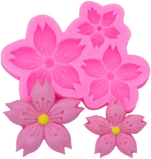 RKPM HOMES Chocolate Fondant Mold I 3D Mini Flowers Silicone Cupcake Mould I for DIY Handmade Sugarcraft Cake Decoration, Polymer Clay, Candy, Cookies, Muffin, Soap Resin Wax Making (Sakura)