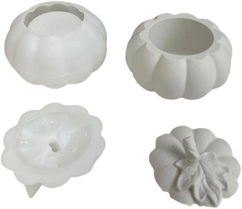 RKPM HOMES Candles Holders Resin Mold I Pumpkin Shape Concrete Silicone Epoxy Casting Jar Mould with Lid I for DIY Handmade Necklace Art Crafts Jewelry Storage Box Ring Trinket Container Home Décor (A)