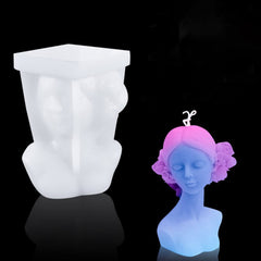 RKPM HOMES Close Eyes Women Shape Candle Molds I 3D Fondant Silicone Bust of Girl Wax Mould I for Handmade Ornament Aromatherapy Plaster, Soap, Resin Casting, Art Craft Making Tools