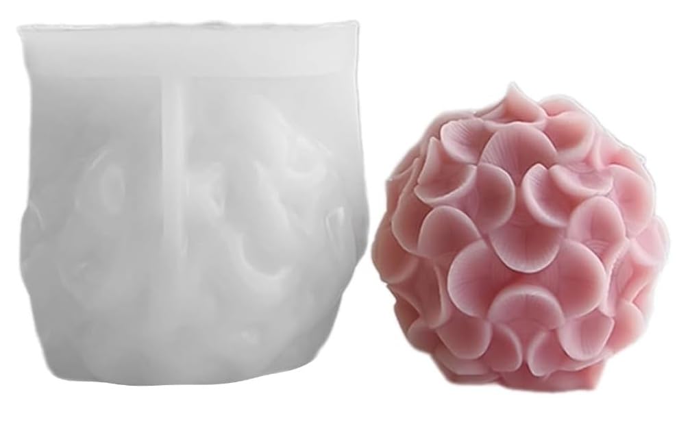 RKPM HOMES Plumeria Ball Candle Mold I 3D Fondant Round Frangipani Flower Shaped Silicone Scented Mould I for DIY Handmade Cake Décor Aromatherapy Soap Resin Art Craft Making Home Decoration (Small)