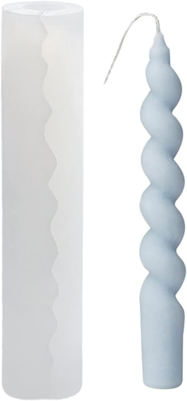 RKPM HOMES Twisted Taper Candle Mold I 3D Spiral Long Cylinder Silicone Epoxy Mould I for DIY Handmade Ornament, Cake Décor, Aromatherapy, Soap, Soy Wax, Resin Art Craft Making, Home office Decoration