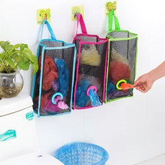 RKPM HOMES Wall Mount Plastic Bags Holder Hanging Grocery Bag Container Plastic Grocery Bag Saver Mesh Grocery Bag Dispenser for Kitchen Bathroom Office Blue (Large Size: 48 X 20 X 10 cm)