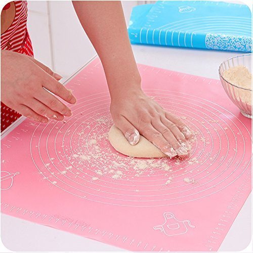 RKPM Silicone Pastry Mat with Measurements, Pastry Rolling Mat, Reusable Non-Stick Silicone Baking Mat Pink (Size 50X40 CM)