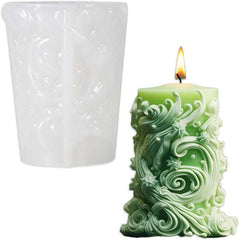 RKPM HOMES Wonderful World Spiral Pattern Candle Mold I 3D Snowflake Carved Circular Cylindrical Silicone Epoxy Mould I for DIY Handmade Ornament Cake Décor Aromatherapy Soap Resin Art Craft (240)