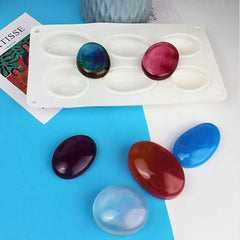 RKPM HOMES Painting Art Stone Mold I 3D Goose CobbleStone Shape Pebble Silicone Plaster Concrete Mould I for DIY Handmade Jelly Cakes Dessert Candy Pastry Polymer Soap Resin Muffin Cupcake Décor (6 Cavity)