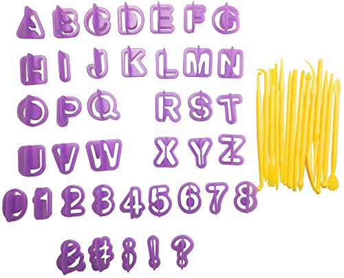 RKPM HOMES 40 PCS Small Alphabet Cookie Cutters Cake Number Symbol Cutter and 14 PCS Fondant Tools for Baking Decorating Tools (54 Pcs Set)