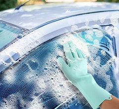 RKPM HOMES Washing Gloves, Reusable Silicone Dishwashing Gloves with Scrubbers for Kitchen, Bathroom Cleaning, Pet Hair Care, Car Washing And More 1 Pair, 2 Gloves, Green