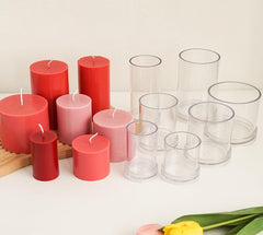 RKPM HOMES Cylindrical Pillar Candle Mold I Simple Flat Colum Acrylic Candlestick Wax Mould I for DIY Handmade Cake Décor, Aromatherapy, Candles Making Home Wedding Dinner Party Decoration (5X10 CM)