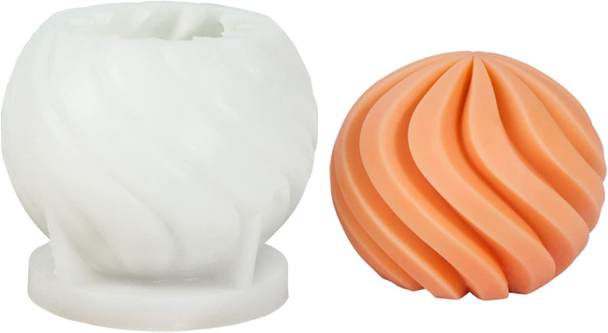 RKPM HOMES Swirl Ball Candle Mold I 3D Geometric Sphere Spiral Round Silicone Epoxy Mould I for DIY Handmade Ornament, Cake Décor, Aromatherapy, Soap, Resin Art Craft Making, Home Party Decoration
