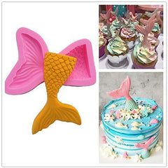 RKPM HOMES Silicone Mermaid Tail Fondant Soap Molds Seashell Sea Shell Starfish Chocolate Candy Sugarcraft Cake Decorating Polymer Clay Mold Tools. (2 Shape Fish Tail and Square)