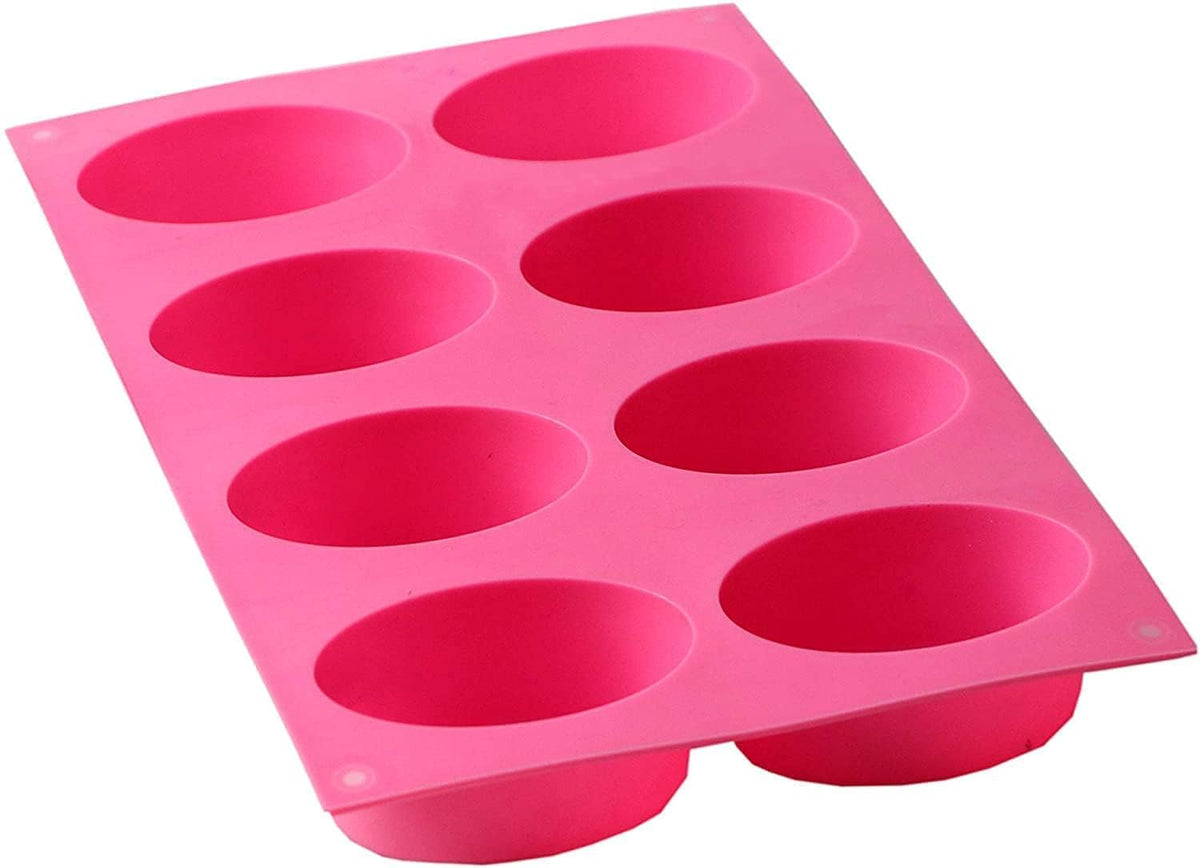 RKPM HOMES Soap Molds I 3D Fondant Oval Shape Silicone Mould I Handmade Sharp Soap Making Forms I for Bath Bombs Shower Steamer Lotion Bars Cake Baking Candle Tray - 8 Cavity