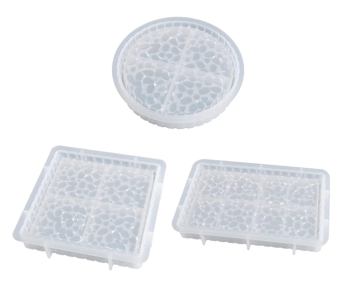 RKPM HOMES Coaster Mould I Silicone Gypsum Clouds Epoxy Resin Deep Casting Tray I for Homemade Ornament DIY Art Crafts Jewelry Storage Box Ring Trinket Container Home Table Decoration (Set of 3)