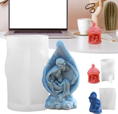 RKPM HOMES Jesus Candle Mold I Nativity Scene House & Family Silicone Scented Wax Mould I Succulent Molds for Handmade Ornament Aromatherapy Soap, Clay, Resin Epoxy Casting, Art Craft Making (Style 3)
