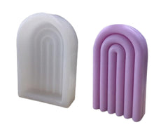 RKPM HOMES Rainbow Arch Candle Molds I 3D Geometric U-Shaped Striped Silicone Simple Lines Plaster Epoxy Mould I for DIY Handmade Ornament Chocolate, Cake Décor, Soap, Resin Art Craft Making (3 Ring)