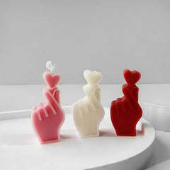 RKPM HOMES Bixin Gesture Candle Mold I 3D Fondant Heart on Finger Shape Silicone Scented Mould I for DIY Handmade Ornament Cake Décor Aromatherapy Soap Resin Art Craft Making Home Desktop Décor (Small)