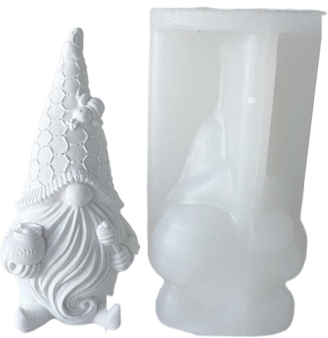 RKPM HOMES Gnome Dwarf Christmas Candle Mold I 3D Fondant Faceless Santa Claus Silicone Scented Wax Mould I for DIY Handmade Ornament Cake Décor Aromatherapy Soap Resin Art Craft Home Décor (B)
