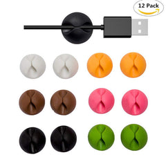 RKPM HOMES Cable Holder Clips Multipurpose Cable Organiser Clip with Double Tape -Multi Color Set of 12 Clips