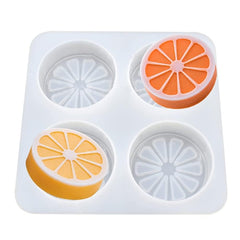 RKPM HOMES Lemon Slice Soap Mold I 3D Fondant Round Orange Silicone Plaster Epoxy Mold Tray I for DIY Handmade Lotion Bar Cake Chocolate Cupcake Candy Cookies Polymer Clay Resin Art Craft - 4 Cavity