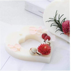 RKPM HOMES Aromatherapy Wax Mold I Heart Shape Fondant Silicone Mould with Hanging Hole I Dried Flowers Resin Soap Clay Craft Jewelry Making Molds DIY Pendant Bookmark Necklace I Grey - 4 Cavity
