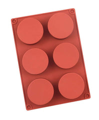 RKPM HOMES Round Shape Chocolate Mould | Silicone Disc Cake Mold | Fondant Molds DIY 3D Candy Bar | Ideal for Chocolate and Cake Decoration | for Cake, Brownie Topper, Gummy & Jello - 6 Cavity