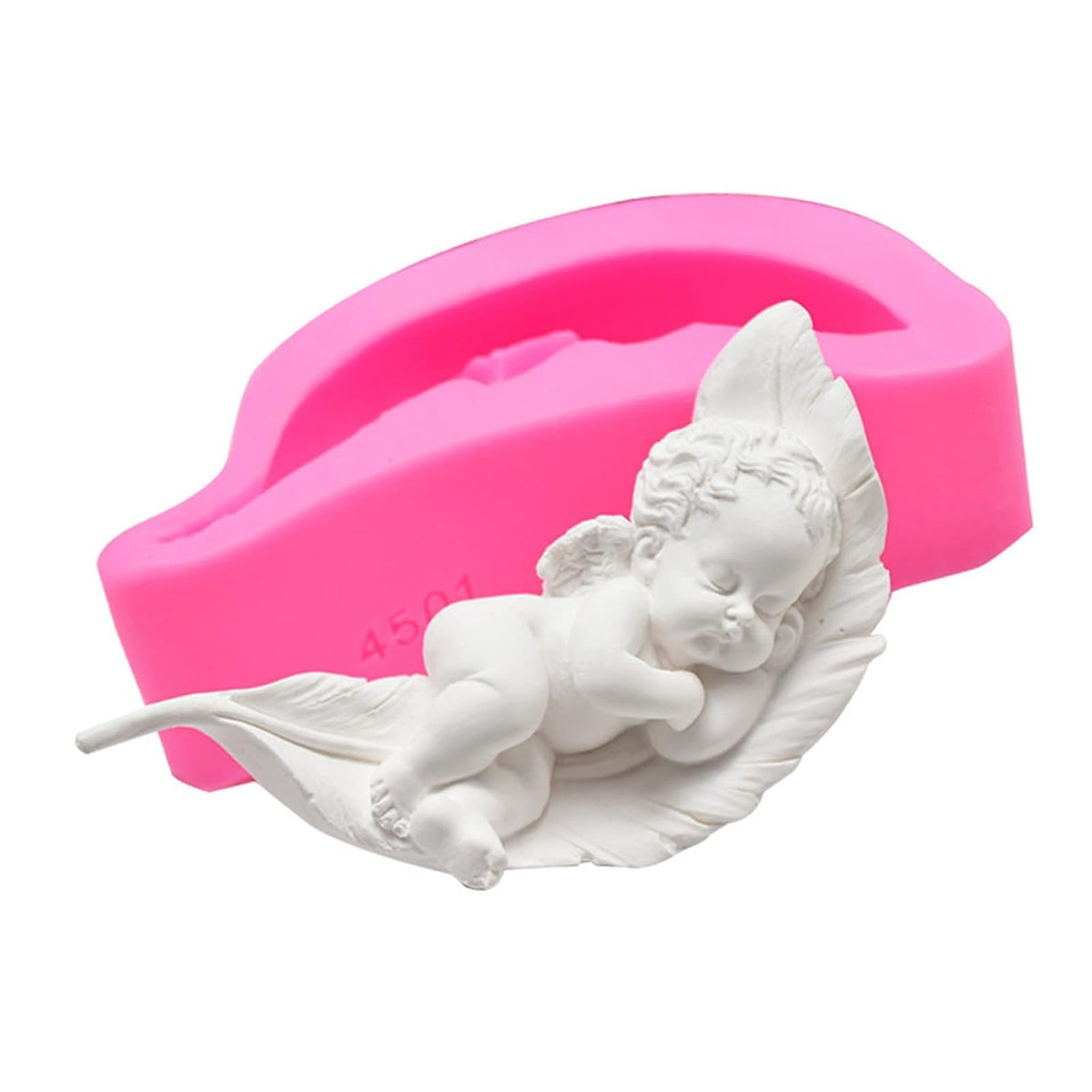 RKPM HOMES Baby Angel Candle Mold I 3D Fondant Sleeping Baby on a Leaf Shape Silicone Epoxy Mould I for DIY Handmade Ornament Chocolate Cake Décor Aromatherapy Soap Resin Art Craft Making Home Décor