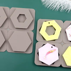 RKPM HOMES Aromatherapy Wax Mold | Pentagon (5-Sided) Shape Fondant Silicone Mould with Hanging Hole | Dried Flowers Resin Soap Clay Craft Jewelry Making Molds DIY Pendant Necklace | Grey - 4 Cavity