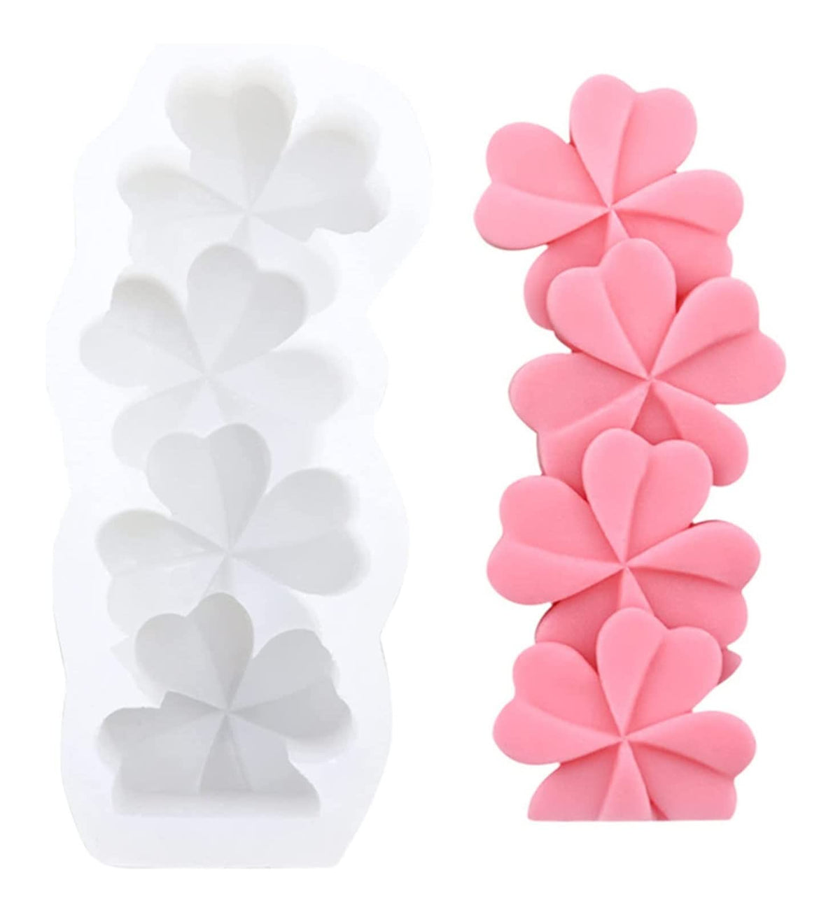 RKPM HOMES Four Leaf Clover Shape Pillar Resin Candle Molds I 3D Fondant Silicone Wax Mould I Handmade Candles Ornament Making I for DIY Chocolate, Cake Décor, Aromatherapy, Soap, Resin Art Craft Making