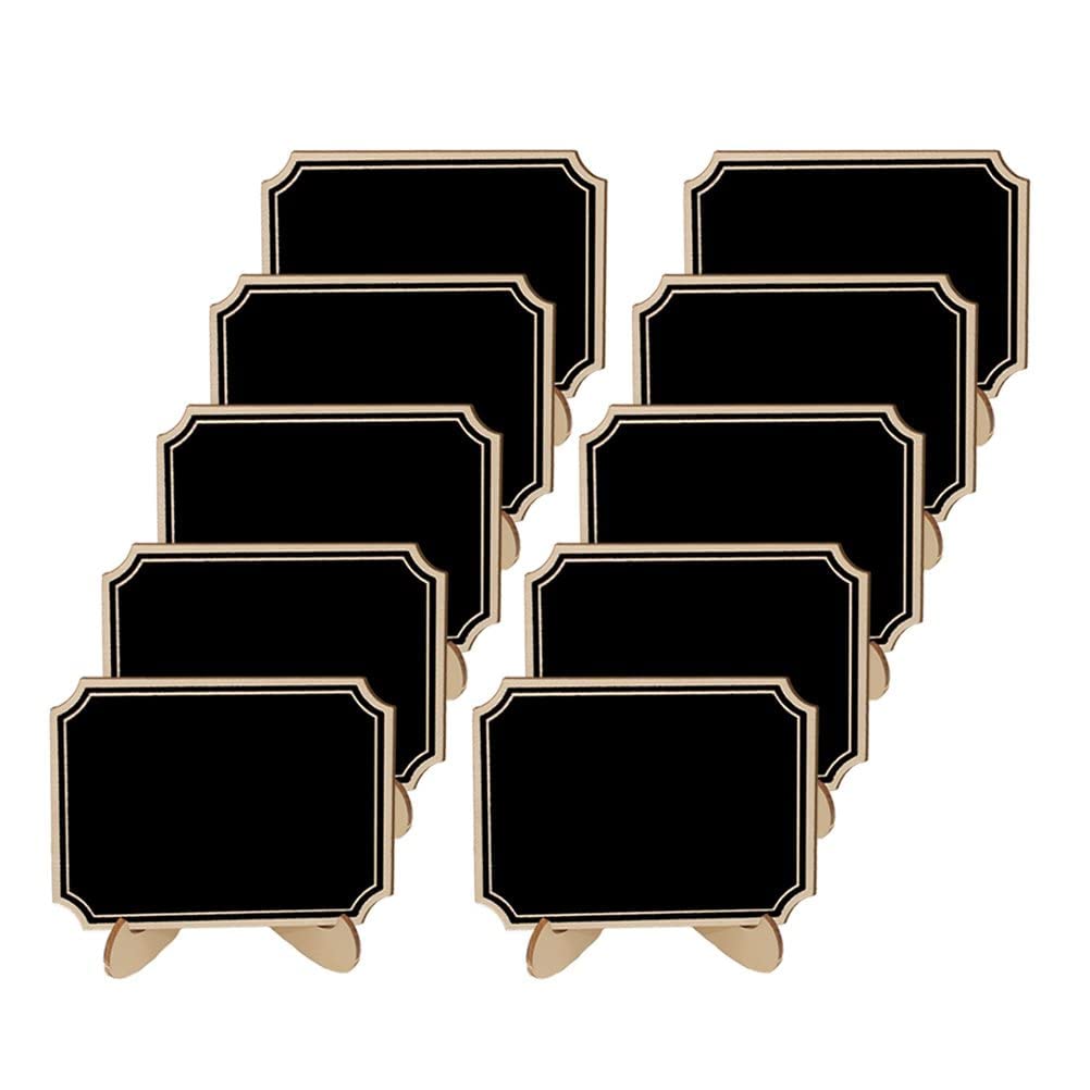 RKPM HOMES Mini Wood Lace Shape Chalkboards with Support Easels | Wooden Place Card Name | for Message Board Signs Food Labels Wedding Parties Holder Décor | Small Rectangle (Pack of 6)