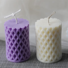RKPM HOMES Grid Pattern Candle Mold I 3D Fondant Cylinder Pillar Silicone Epoxy Mould I for DIY Handmade Ornament Chocolate, Cake Décor, Aromatherapy, Soap, Resin Art Craft Making, Home Decoration