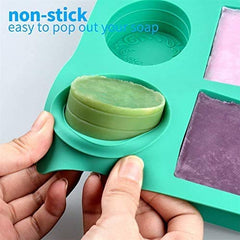 6 Cavities Silicone Soap Molds, Homemade Soap Making Chocolate Baking Molds (6 Patterns Rectangle & Oval Shape)