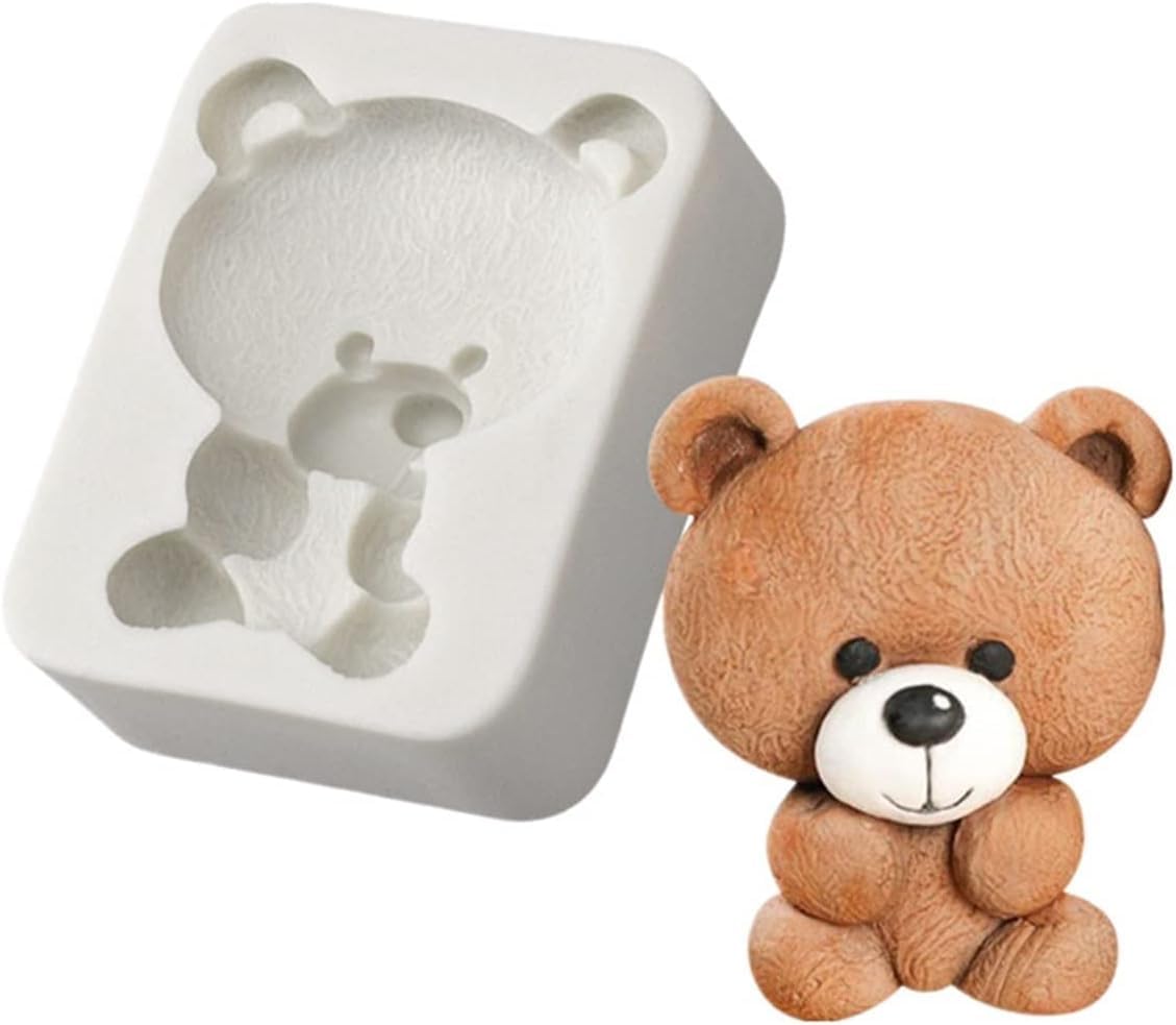 RKPM HOMES Bear Shape Chocolate Mold I 3D Fondant Sit Teddy Bears Silicone Epoxy Cupcake Mold I for DIY Handmade Cake Décor Candy Ice Cube Polymer Clay Gummy Muffin Soap Resin Candle Making
