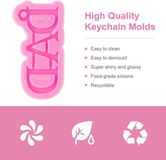 RKPM HOMES Keychain Mold | Silicone Dad Mould with Hole | 3D DIY Written Molds | Baking Tools for Cake Chocolate Candy Mousse Dessert Ice Jelly Soap Pudding Luggage Tag Earrings Cake Topper – 1 Pcs